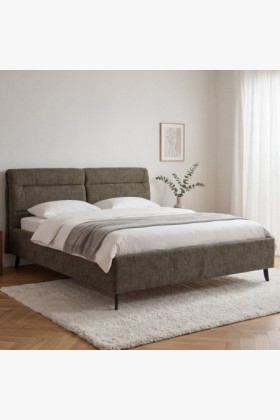 Polsterbett Doppelbett Stoff dunkelgrün mit Stauraum und